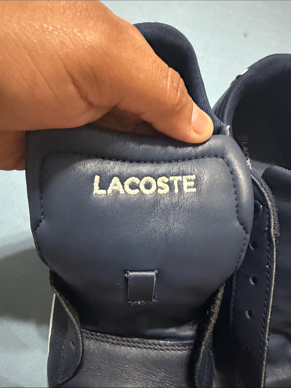 Lacoste Men's Navy Leather Sneakers with White Sole - Picture 5 of 12